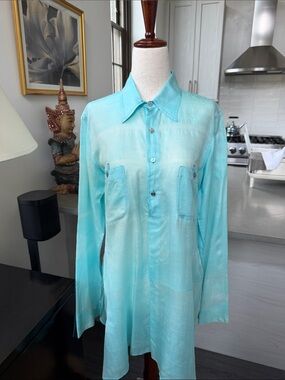 Dosa Turquoise Silk Tunic M